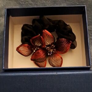 Red & Black Floral Hair Scrunchie